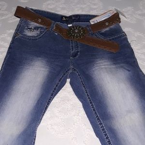 Angels Jeans Belted Bootcut MidRise 18 NWT